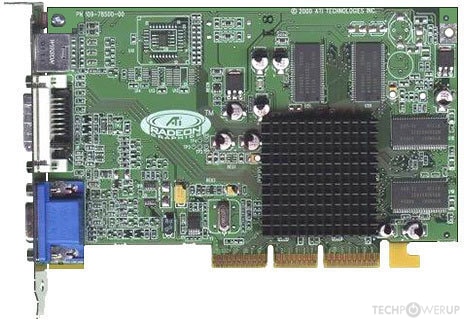 Carte Graphique Powercolor ATI Radeon 7000 64 Mo AGP - Guillemot, Usato Funzionante