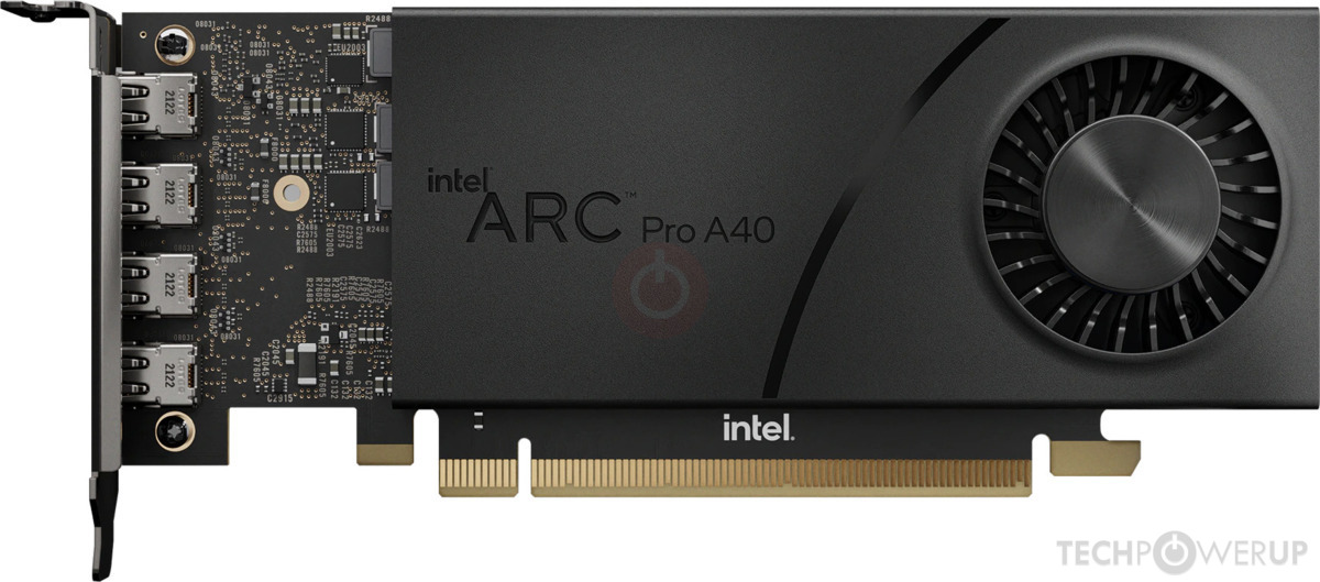 Carte Graphique Intel Arc Pro A40 - 6 Go GDDR6, 8 Cœurs X, TBP 50W - Pour Station De Travail, Support 4 écrans
