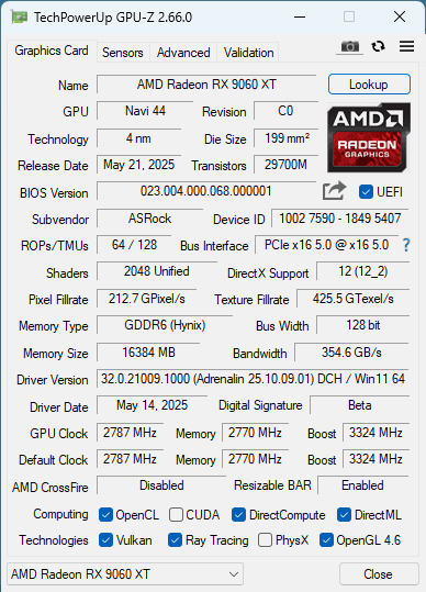 ASRock Radeon RX 9060 XT Steel Legend OC 16 GB Review