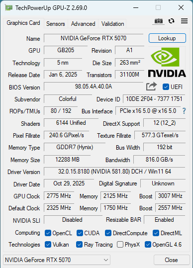 Colorful GeForce RTX 5070 Mini OC Review - Overclocking & Power Limits ...
