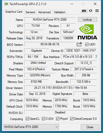 Gigabyte GeForce RTX 2080 Gaming OC 8 GB Review - Overclocking 