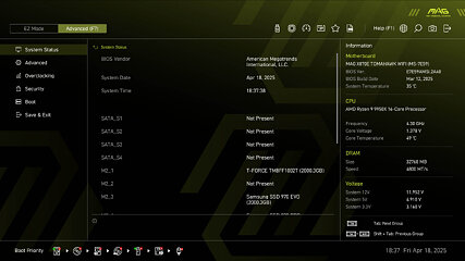 MSI MAG X870E Tomahawk Wi-Fi Review - BIOS Overview | TechPowerUp