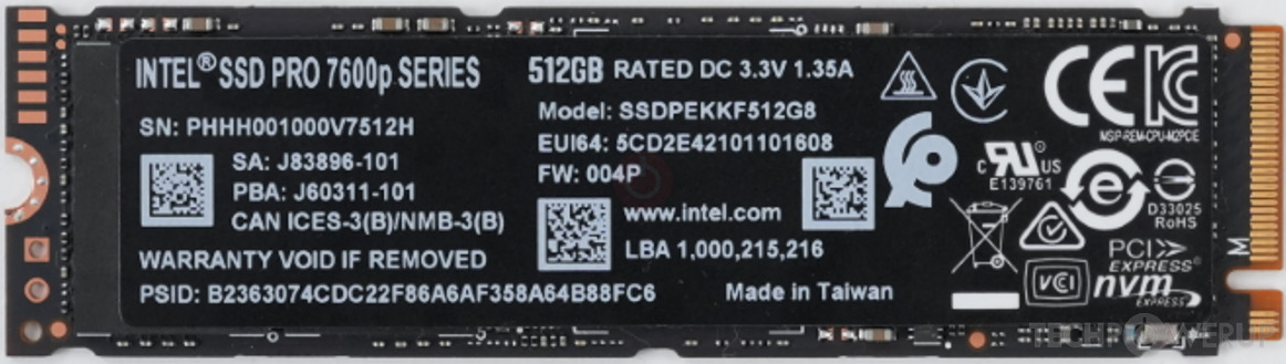 Intel Pro 7600p 512 GB Specs | TechPowerUp SSD Database