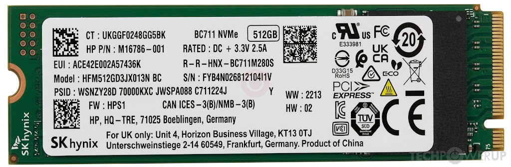 SK Hynix BC711 512 GB Specs | TechPowerUp SSD Database