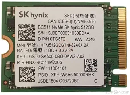 SK Hynix BC511 512 GB Specs | TechPowerUp SSD Database