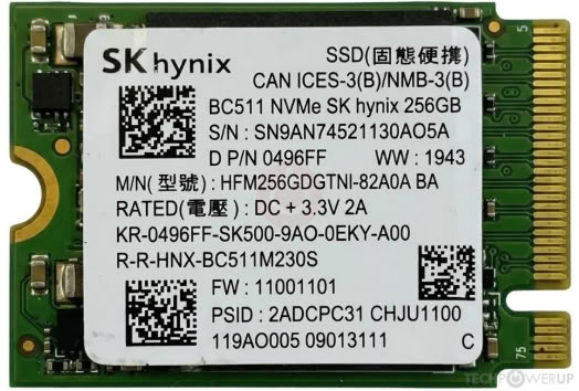 SK Hynix BC511 256 GB Specs | TechPowerUp SSD Database